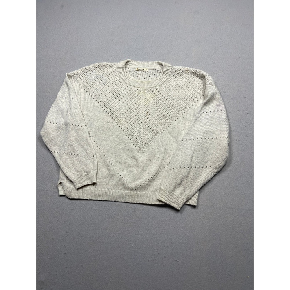 Marine Layer Sweater Knit Pointelle Oatmeal XL Womens